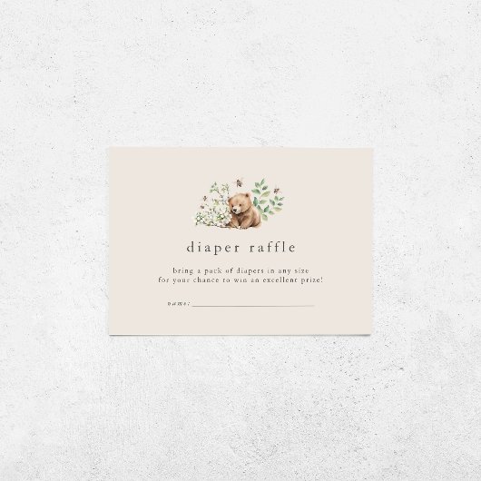 ハンナヴィンテージウッドランド赤ちゃんシャワーおむつラッフル エンクロージャーカード