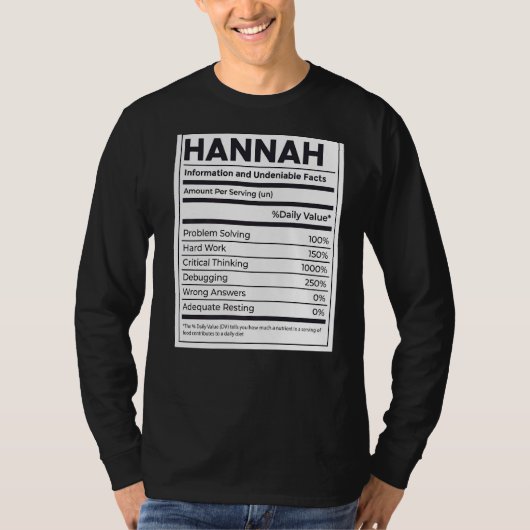 ハンナ栄養情報問題解決懸命 Tシャツ (正面)