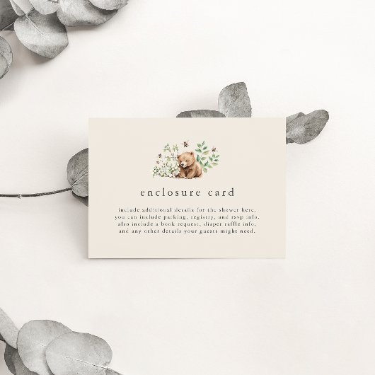ハンナ男女兼用ヴィンテージウッドランドベビーシャワー エンクロージャーカード