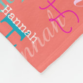 ハンナ短パーソナライズされた名コーラルピンクティール(緑がかった色) フリースブランケット (角)