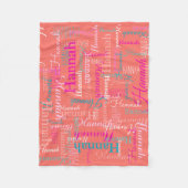 ハンナ短パーソナライズされた名コーラルピンクティール（緑がかった色） フリースブランケット (正面)