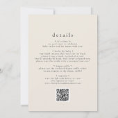 ハンナ素朴ヴィンテージクリームQRシンプルベビーシャワー 招待状 (裏面)