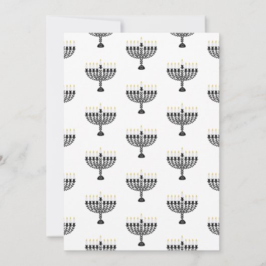 ハンヌカお祝いパーティー(ユダヤ教)メノラー 招待状 (裏面)