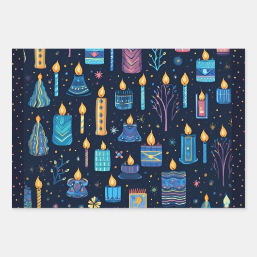 ハンヌカのホリデーラッピング紙 ラッピングペーパーシート (正面)
