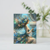 ハンヌカー美人と（ユダヤ教）メノラー シーズンポストカード (スタンド正面)