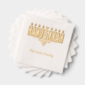 ハンヌカ箔スタンプ付きナプキン 箔ナプキン (インサイチュ (積み重ね))