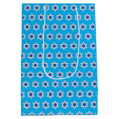 ハンヌッカブルーと白ユダヤ星 ミディアムペーパーバッグ (裏面)