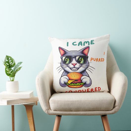 ハンバクールグ猫チーズバーガー付きおたく猫 クッション (椅子)