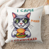 ハンバクールグ猫チーズバーガー付きおたく猫 クッション (ブランケット)