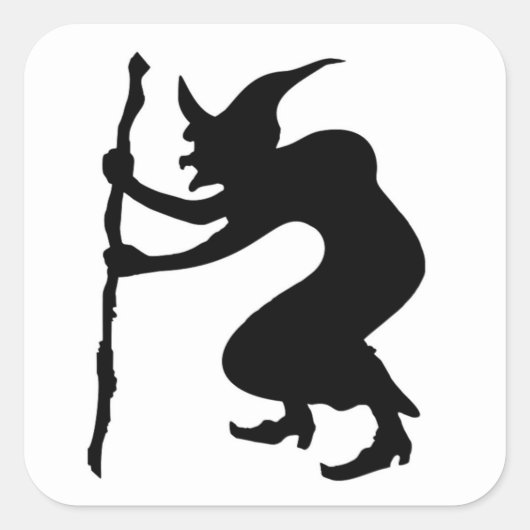 ハンバックハロウィーン魔女 スクエアシール (正面)