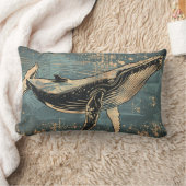 ハンバックホエールウッドカット装飾用クッション ランバークッション (ブランケット)