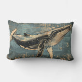 ハンバックホエールウッドカット装飾用クッション ランバークッション (正面)