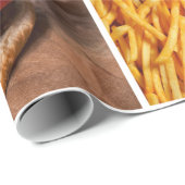 ハンバーガーおよび揚げ物のファースト・フードのコラージュ ラッピングペーパー (ロールコーナー)