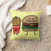 ハンバーガーおよび揚げ物のファースト・フードのパンのがらくたは熱い揚げました クッション (ブランケット)