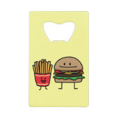 ハンバーガーおよび揚げ物のファースト・フードのパンのがらくたは熱い揚げました クレジットカード栓抜き (正面)