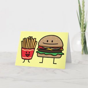 ハンバーガーおよび揚げ物のファースト・フードのパンのがらくたは熱い揚げました サンキューカード