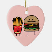 ハンバーガーおよび揚げ物のファースト・フードのパンのがらくたは熱い揚げました セラミックオーナメント (右)