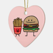 ハンバーガーおよび揚げ物のファースト・フードのパンのがらくたは熱い揚げました セラミックオーナメント (左)