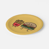 ハンバーガーおよび揚げ物のファースト・フードのパンのがらくたは熱い揚げました ペーパープレート (アングル)