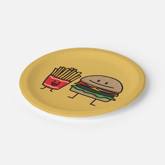 ハンバーガーおよび揚げ物のファースト・フードのパンのがらくたは熱い揚げました ペーパープレート (アングル)