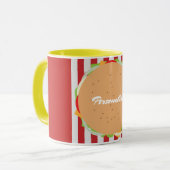 ハンバーガーかわいいカフェストライプ マグカップ (正面左)