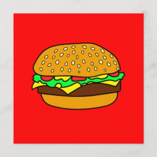 ハンバーガーが付いている挨拶状 招待状