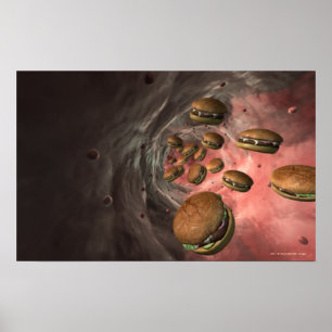 ハンバーガーが付いている血管のイラストレーション ポスター