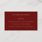 ハンバーガーとバーベキューフード名刺 名刺 (裏面)