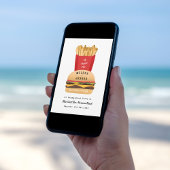 ハンバーガーとフライのペアカップルのシャワー 招待状
