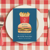 ハンバーガーとフライのペアカップルのシャワー 招待状