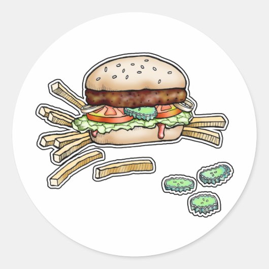 ハンバーガーとフライスシール ラウンドシール (正面)