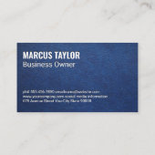 ハンバーガーとフライドポテトが出る |青い革の背景 名刺 (裏面)