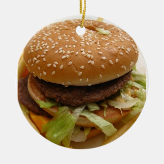 ハンバーガーとフライドポテト セラミックオーナメント (正面)