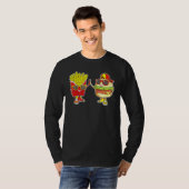 ハンバーガーとフライ風変わりズトレンディーBff Fast Food Who Lo Tシャツ (正面フル)
