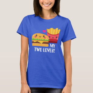 ハンバーガーとフランスのフライドツーの愛するかわいい Tシャツ