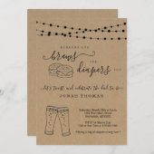 ハンバーガーとブリュースとオムツと男の子シャワー 招待状 (正面/裏面)