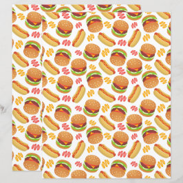 ハンバーガーとホットドッグのスクラップブックペーパー