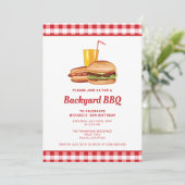 ハンバーガーとホットドッグのバックヤードBBQ誕生日パーティー 招待状 (スタンド正面)