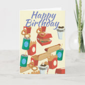 ハンバーガーとホットドッグのバースデーカード カード (正面)