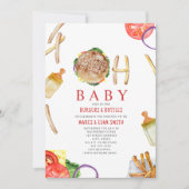 ハンバーガーとボトルハンバーガーOhベビーシャワー 招待状 (正面)