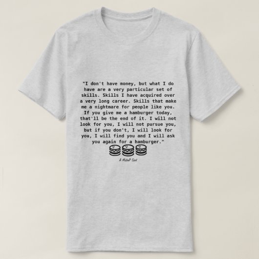 ハンバーガーと一緒に撮影 – A MisterPシャツ Tシャツ (デザイン正面)