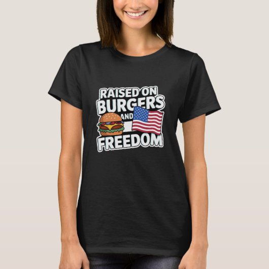 ハンバーガーと自由で育つ Tシャツ (正面)