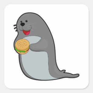 ハンバーガーと食べ一緒にでシール スクエアシール