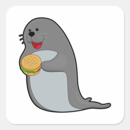 ハンバーガーと食べ一緒にでシール スクエアシール (正面)