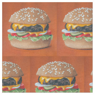 ハンバーガーのイラストレーションのカスタムの生地 ファブリック