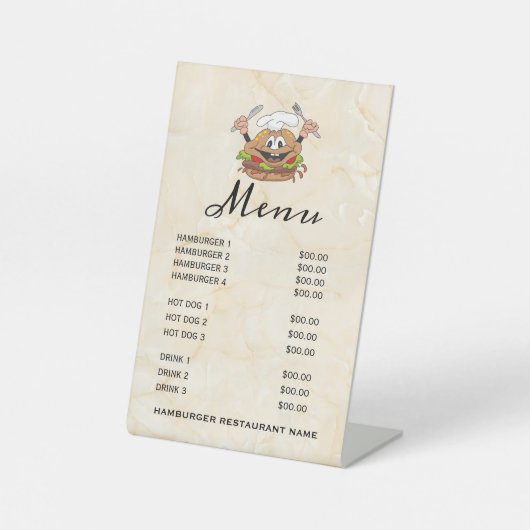 ハンバーガーのイラスト 台座サイン (正面)