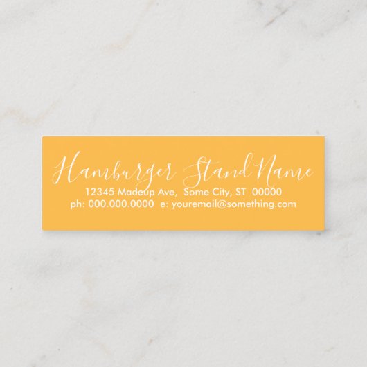 ハンバーガーのスクリプト スキニー名刺 (裏面)