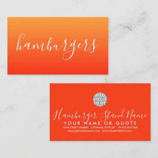 ハンバーガーのスクリプト 名刺 (正面/裏面)
