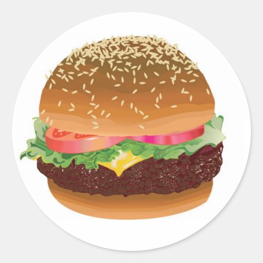 ハンバーガーのステッカー ラウンドシール (正面)