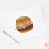 ハンバーガーのステッカー ラウンドシール (封筒)